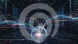 Global data flow and AI network visualization for technology